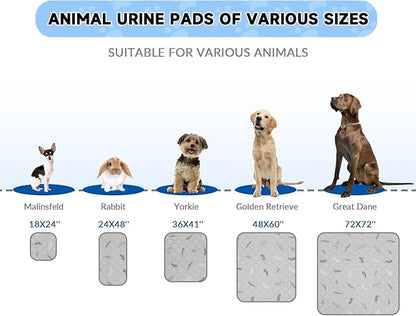 Sunheir 2 Pack Washable Guinea Pig Pee Pads, 24" x 48" Waterproof Reusable Guinea Pig Cage Liners, Absorbent Bedding Training Mat for Small Animal Guinea Pigs Rabbit Bunny Hamster (Leaves - Deep Grey)