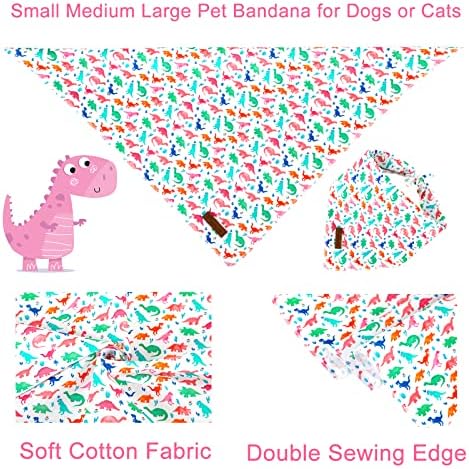 Dinosaur Dog Bandana, Comfortable Cotton Triangle Bid Scarf for Puppy Small Dogs or Cats, Washable Pet Kerchief for Boy Girl Dogs, Colorful Dinosaur Cute Bandana Dog