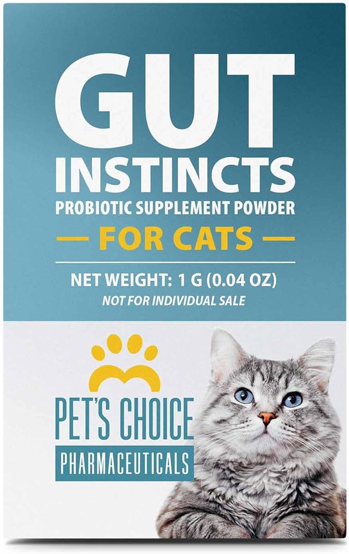 Pet’s Choice Gut Instincts Probiotic Powder Packets for Cats, 30 Count – Daily Digestive & Immune Support with Lactobacillus, Enterococcus, Inulin & Taurine – Chicken Liver Flavor