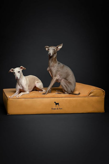 NOAH & PAW Large Dog Bed, 35x25x8.7 Inch, Orthopedic Dog Beds, Eggshell Memory Foam Infused with Cooling Gel, Waterproof, Machine Washable, Includes Inner Cover (Faux Leather)