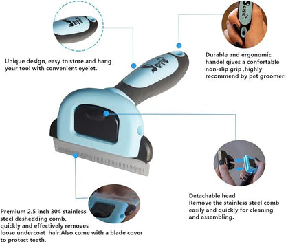 Cat Brush & Cat Comb for Shedding, 2.5inch Blue - Hair Brush for Long Hair and Short Hair, Pet Grooming Tool for Small to Medium Dogs and Cats, Detangle, Eco Friendly, Weekly Grooming