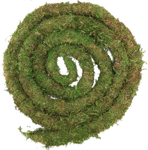 USMOLA Moss Vine for Reptiles, Bendable Climbing Vines Reptile Tank Accessories, Natural Moss Rope for Leopard Gecko, Lizard, Snake, Chameleon, Frog Terrarium Decor (Jungle Green, 6.5 FT) (Pack of 2)