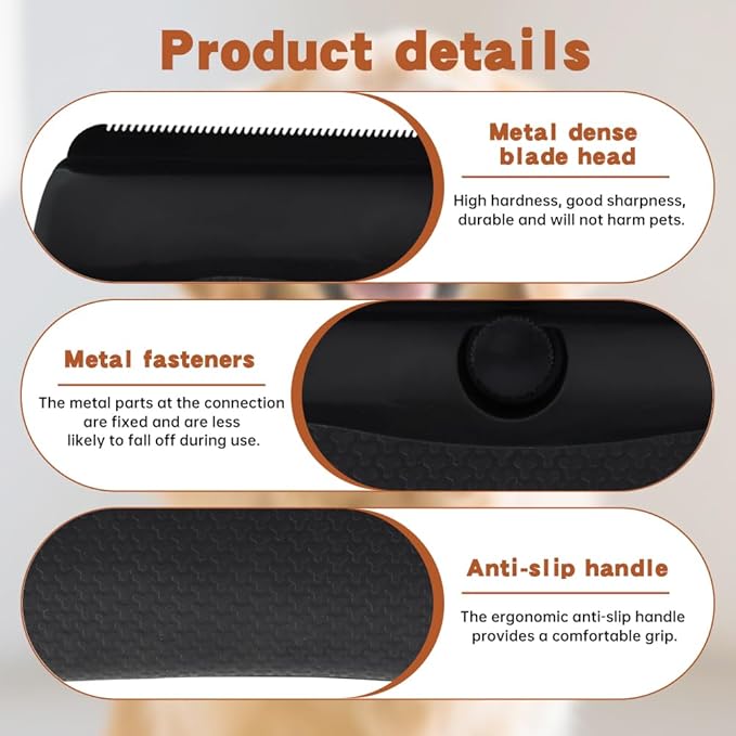 Deshedding Dog Brush Dog Grooming Brush for Shedding Pet Hair Removal Tool for Cats, Dogs, Horses(Color:Black)