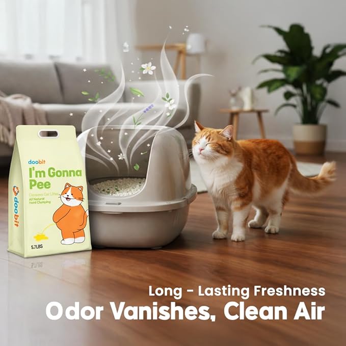 100% Cassava Cat Litter, Natural Clumping Litter, Dust-Free, Super Clumping, Soft Texture, Mixable with Crystal cat Litter,I'm Gonna Pee(5.7lb x 1pack)
