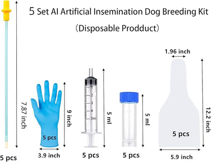 5 Set Dog AI Artificial Insemination Breeding Kit, Dog Breeding Kit, Insemination Breeder kit for Dog, Dog Breeding Supplies for Small Breeds (7.87 inch)