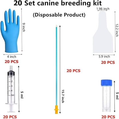 20 Set AI Artificial Insemination Dog Breeding Kit, Canine Breeding Kit, Dog Insemination Breeder Kit, Disposable Canine Artificial Insemination, Canine Breeding Supplies (15.7 inch) L