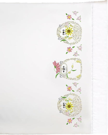Design Works Crafts Hedgehogs Stamped for Embroidery Pillowcases - Set of 2