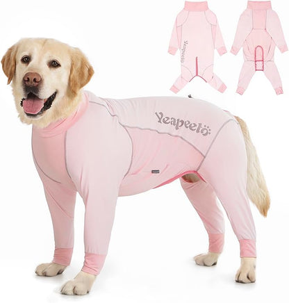 Dog Sun Protection Cooling Suit UPF 50+, Quick-Dry Breathable Jumpsuit for Large & Medium Dogs, Outdoor Dirt-Resistant Shedding Control Pet Apparel (Blush Pink, 6X-Large)