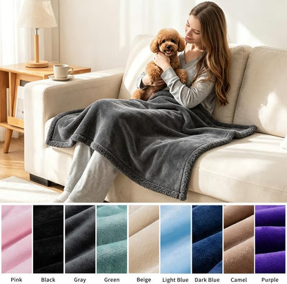 Waterproof Dog Blanket Reversible Pet Bed Cover Puppy Blankets Leakproof Sofa Couch Cover Cat Pet Blanket for Warm Fluffy Washable Grey Mat-M