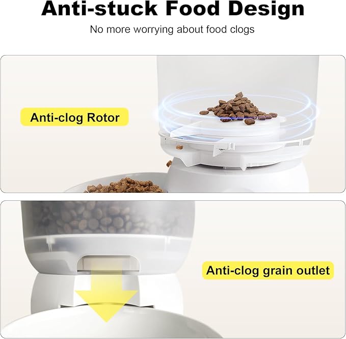 Automatic Cat Feeder with 270-Day Battery Life, Rechargeable Auto Cat Feeder with Slow Feed Mode & Very Quiet Dispensing, 2.5L App Controlled Small cat Food Dispenser for Cats & Small Dogs