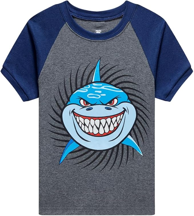 Popshion Boys Pajamas 100% Cotton Toddler Clothes Summer Pjs for Boy Planet Dinosaur Sleepwear Kids Short Sets 2-10 Years