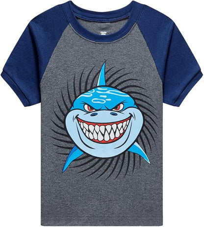 Popshion Boys Pajamas 100% Cotton Toddler Clothes Summer Pjs for Boy Planet Dinosaur Sleepwear Kids Short Sets 2-10 Years