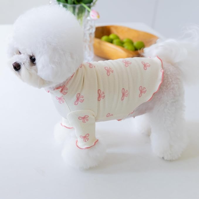 Small Dog Clothes Extra Small Dogs Spring Summer Dress Cute Soft and Breathable Outfits for Female Chihuahua Shih Tzu Yorkshire Puppy Cats (Pink, Small)