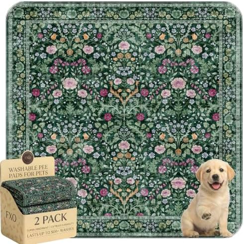 Washable Pee Pads for Dogs,Great Urine Absorbent Reusable Puppy Training Pads,Waterproof,Leak-Proof & Non-Slip Potty Pads for Whelping,Crate,Playpen,Bed.(Midnight Garden Floral,36"x36")