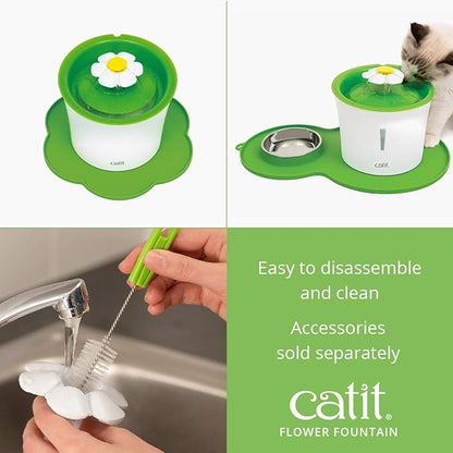 Catit Flower Fountain with Triple Action Filter,Cat Drinking Water Fountain,3 L,Green,(Pack of 6)
