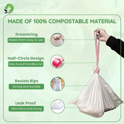 Automatic Robot Liners – 100% Compostable - Compatible with Neakasa M1 and PetPivot AutoScooper 11 Open-Top Self-Cleaning Litter Box - 27" L x 13" W – Drawstring Close – 40 Micron