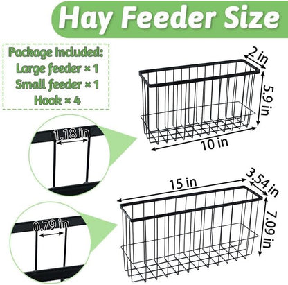 kathson Rabbit Hay Feeder 2 Pack, Metal Bunny Hay Rack for cage with Hooks, Rabbit hay Holder for Bunny Guinea Pig Chinchilla