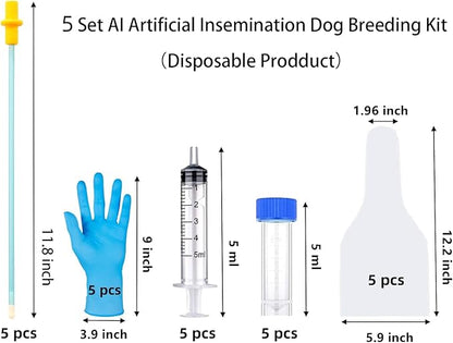 5 Set Dog AI Artificial Insemination Breeding Kit, Dog Breeding Kit, Insemination Breeder kit for Dog, Dog Breeding Supplies for Medium Breeds (11.8 inch)