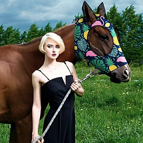 Frienda 4 Pcs Horse Fly Mask with Ears Mesh Comfort, Fruit, Large