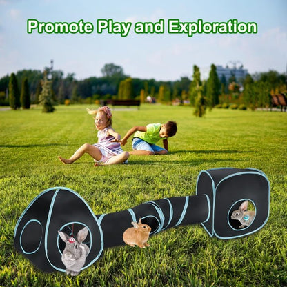 BWOGUE Bunny Tunnels & Tubes, 3-in-1 Collapsible Rabbit Hideout Toy Set