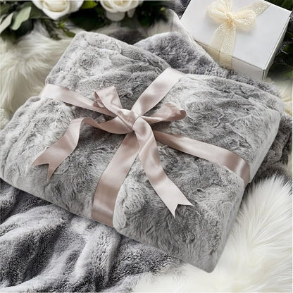 Madison Park Zuri Faux Fur Reversible Throw Blanket, 50 x 60 in, Grey