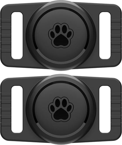 GOCII for Airtag Dog Collar Holder 2 Pack,Waterproof Dog Collar Holder for Apple AirTag(Gen 1 & 2),Silicone Air Tags Case for Dog Collars(Black)