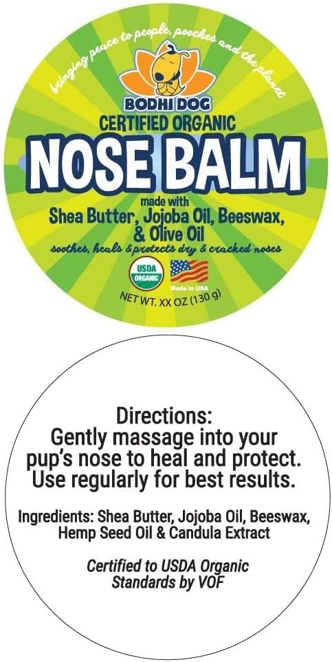 Bodhi Dog Organic Nose Balm - Moisturizes, Soothes & Protects Dry and Cracking Noses - USDA Certified Organic for Dogs & Cats - Suitable for All Breeds, Including Bulldogs, Retrievers & Terriers (2oz)