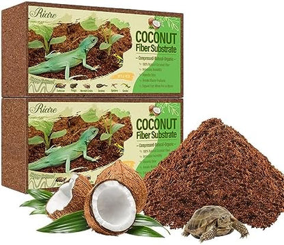 Riare 2 Pack Natural Coconut Fiber Substrate, Coco Coir Reptile Bedding