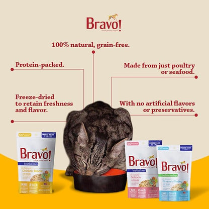 Bravo! Healthy Medleys Mariner's Medley Freeze Dried Cat Treats, Salmon, Whitefish and Shrimp, 0.75 Ounce, Grain Free, Gluten Free