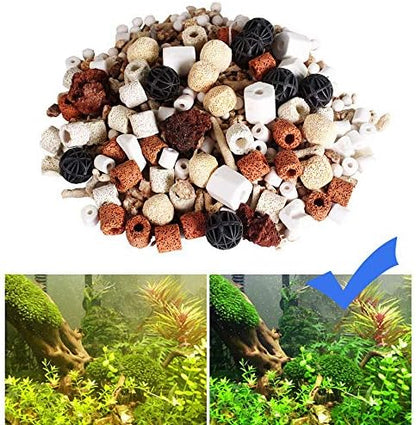 GOLDEAL Bio Balls Ceramic Rings Set, Aquarium Biological Filter Media with Mesh Bag for Fish Tank and Pond, Fish Tank Filter, Decorations, Accessories (1.1lb,1Pack)
