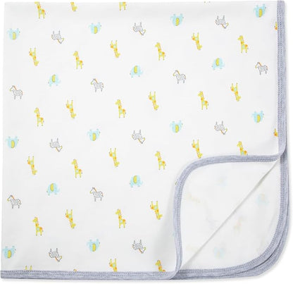 Little Me Blankets for Baby Gender Neutral Swaddling Receiving Blanket, Ivory Safari, 30 x 27 Inches
