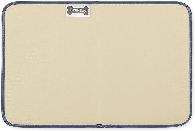 Bone Dry Machine Washable, Ultra Absorbent Pet Mat, 12x18, Stonewash Blue Trellis Print