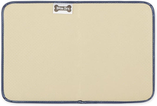 Bone Dry Machine Washable, Ultra Absorbent Pet Mat, 12x18, Stonewash Blue Trellis Print