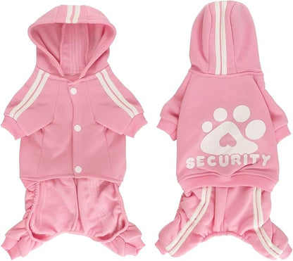Soft & Warm Dog Outfit Pullover Hoodie - Jumpsuit Sweatshirt for Small to XX-Large Dogs (Pink)