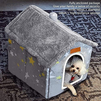BXEBUI Dog House Indoor Memory Sponge, Foldable Dog House Kennel Bed Mat with Cushion for Small Medium Large Dogs Cats, Winter Warm Cat Nest Puppy Cave Sofa Pet Products (Small)