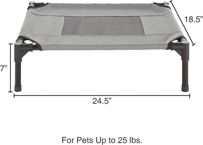 Elevated Dog Bed - 24.5x18.5-Inch Portable Pet Bed with Non-Slip Feet - Indoor/Outdoor Dog Cot or Puppy Bed for Pets up to 25lbs by PETMAKER (Gray)