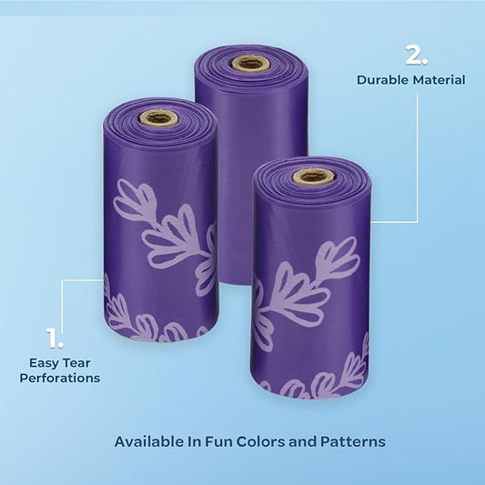 Best Pet Supplies Dog Poop Bags for Waste Refuse Cleanup, Doggy Roll Replacements for Outdoor Puppy Walking and Travel, Leak Proof and Tear Resistant, Thick Plastic - Purple (Scented), 240 Bags