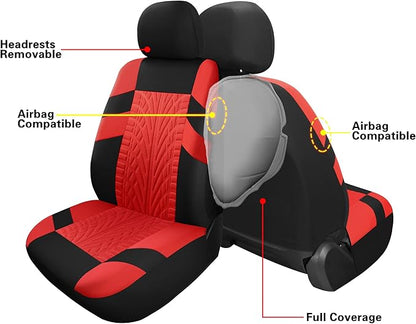VarCozy Car Seat Covers Full Set, Front & Split Rear Bench for Car, Universal Cloth SUV, Sedan, Van, Automotive Interior Covers, Airbag Compatible