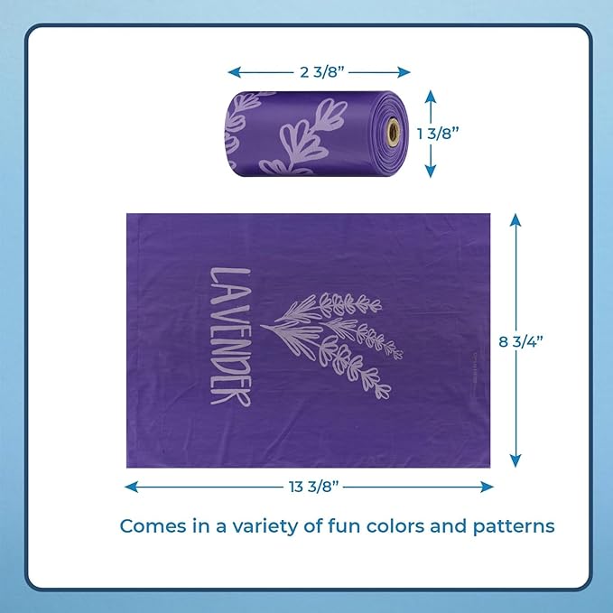 Best Pet Supplies Dog Poop Bags for Waste Refuse Cleanup, Doggy Roll Replacements for Outdoor Puppy Walking and Travel, Leak Proof and Tear Resistant, Thick Plastic - Purple (Scented), 150 Bags