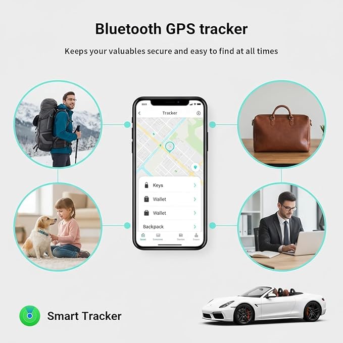 No Subscription GPS Tracker for Vehicles Work with Find My (iOS Only) Mini Tracker Tags Global Coverage Hidden Car Locator Tracking Device with Waterproof Magnetic Case for Luggage,Pets