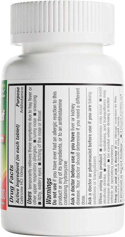 HealthA2Z® Allergy Relief, Cetirizine 10mg, Dye-Free Formula, 24-Hour Antihistamine, Indoor & Outdoor Allergy Relief, 500 Tablets