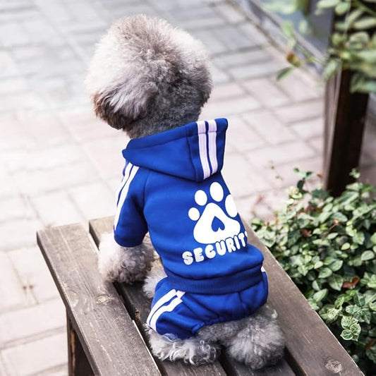 Dog Hoodie Security Clothes 4 Legs Jumpsuit Sweatshirt Hoodies Soft & Warm Dog Outfit Pullover Dog Winter Clothes Sweater for Small Medium Large Dogs Cats (Blue, XX-Large)