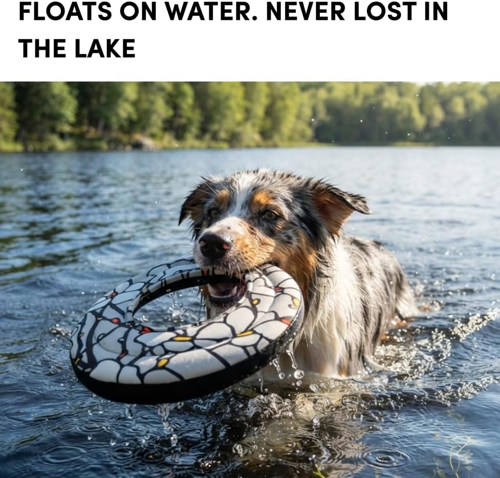 OllyDog Super Flyer | Durable Dog Frisbee | Soft & Lightweight Flying Disc | Gentle on Teeth & Gums | Water-Resistant Outdoor Toy (Magnolia)