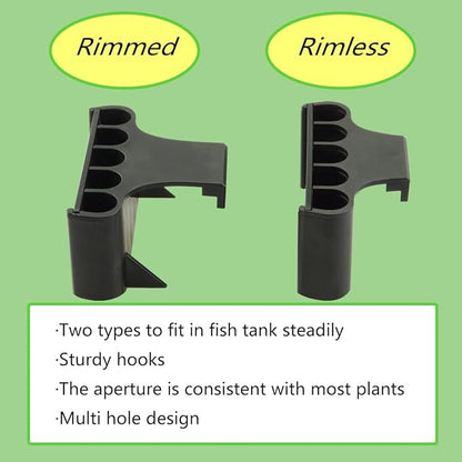 Aquarium Plant Holder,Fish Tank Plant Holder,Aquarium lid Clips,Aquarium Plant Pot,Hydroponic Fish Tank Planter, Aquatic Plant Cup for Aquascape Decorations (Black, 1PCS Rimless)