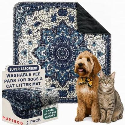 PUPIBOO Washable Pee Pads for Dogs and Cats - Super Absorbent Reusable Puppy Training Pads - 100% Waterproof, Leak-Proof & Non-Slip Whelping Pads for Pet Housebreaking