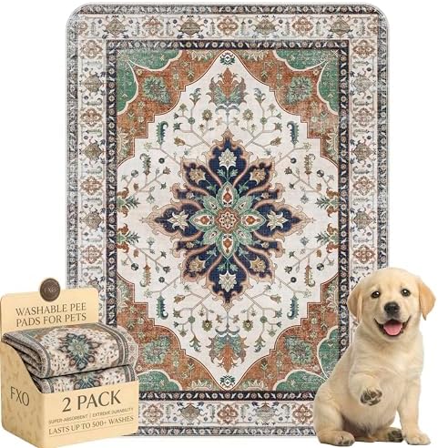Washable Pee Pads for Dogs,Great Urine Absorbent Reusable Puppy Training Pads,Waterproof,Leak-Proof & Non-Slip Potty Pads for Whelping,Crate,Playpen,Bed.(Dark Teal Floral,18"x24")