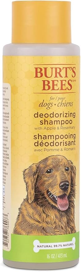 Burt's Bees for Pets Deodorizing Dog Shampoo with Apple and Rosemary, 95% Natural Origin Formulas, Gentle, Best Dog Shampoo for Smelly Dogs, 16 oz - 2 Pack