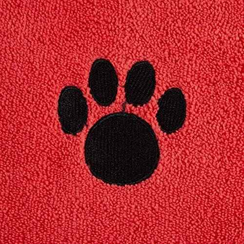 Bone Dry Pet Grooming Towel Collection Absorbent Microfiber X-Large, 41x23.5", Embroidered Red