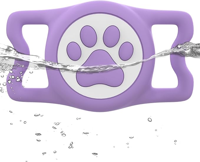 IP68 Waterproof Dog AirTag Holder for Dog Collar, Soft, Stretchy Silicone | Full-Body Protection, Easy Tool-Free Installation, Quiet, No-Dangle Fit, Lightweight, Fits Dog & Cat Collars of All Widths