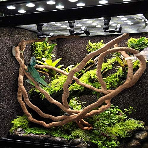PINVNBY Bearded Dragon Hammock, Bearded Dragon Tank Accessories, Jungle Climber Vines Flexible Reptile Terrarium Leaves with Suction Cups Habitat Decor for Chameleon, Lizards, Gecko, Snakes（3 PCS）